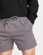 Asos Design Slim Chino Shorter Shorts With Elasticated Waist In Charcoal-gray