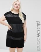 Elvi Plus Shift Dress With Contrast Inserts - Black