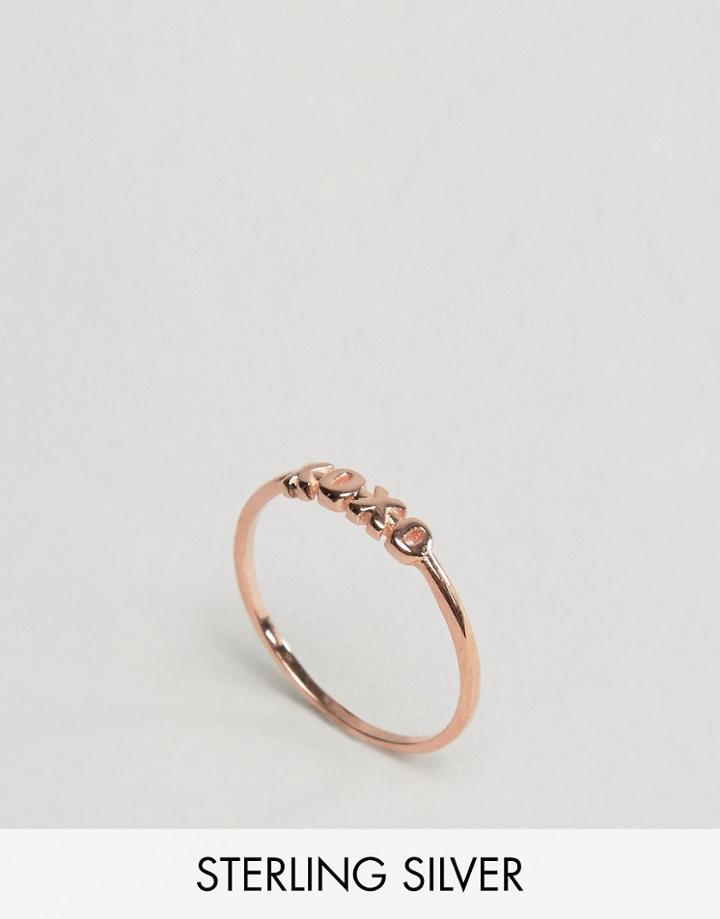 Asos Rose Gold Plated Sterling Silver Xoxo Ring - Copper