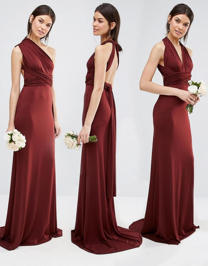 Tfnc Tall Wedding Multiway Fishtail Maxi Dress - Rum Raisin