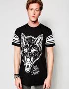 Rum Knuckles T-shirt Wolf Print - Black