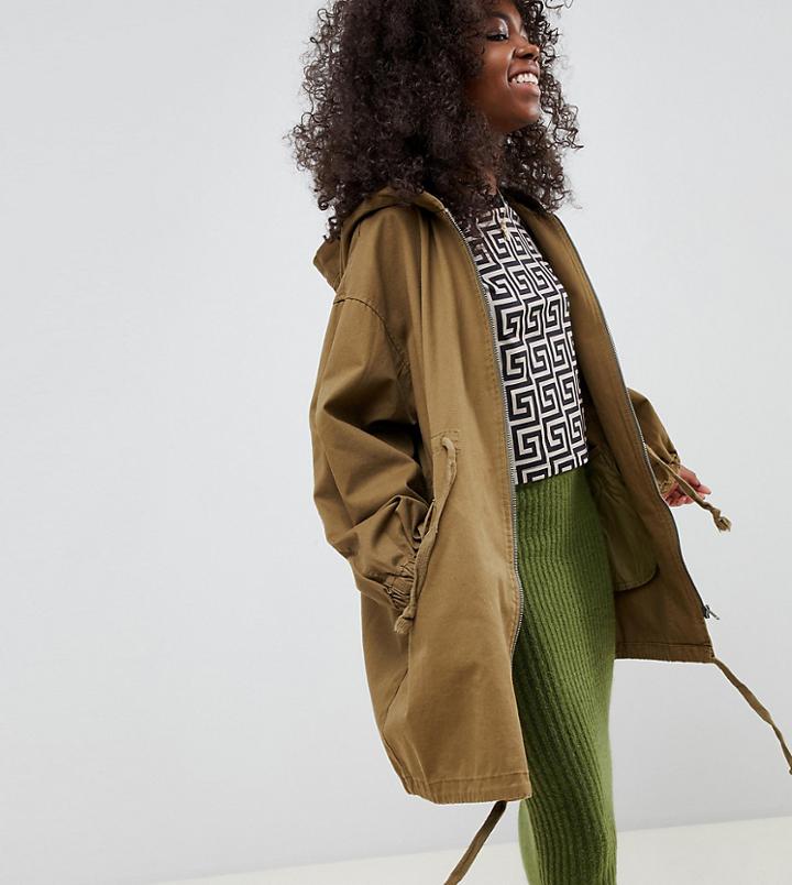 Asos Design Petite Light Weight Parka-green