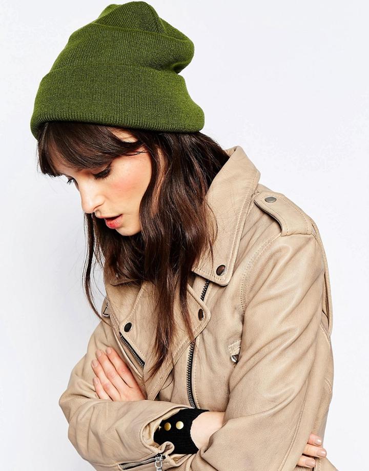 7x Deep Turn Up Beanie Hat - Green