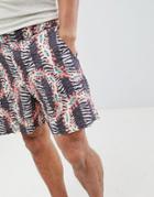 Asos Design Slim Shorter Shorts With Elasticated Waistband In Zebra Print - Black