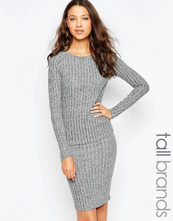 Noisy May Tall Ribbed Sweater - Gray