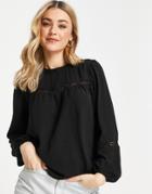 Jdy Blouse With Lace Detail In Black