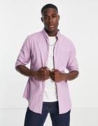 Asos Design Slim Oxford Shirt In Lavender-purple