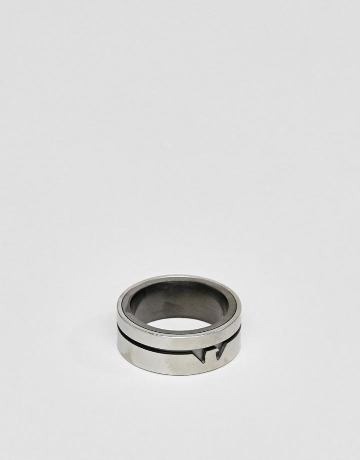 Emporio Armani Mens Stainless Steel Ring - Silver
