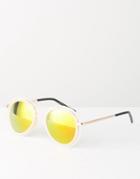 7x Round Sunglasses Gold Lens - Cream