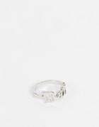 Asos Design Pinky Ring With Baby Slogan In Silver Tone