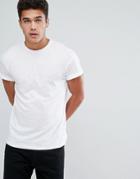 New Look T-shirt With Rolled Sleeves In White - White