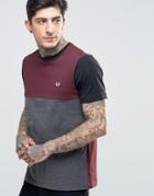 Fred Perry T-shirt With Color Block In Mahogany - Red