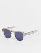 Asos Design Recycled Round Sunglasses With Smoke Lens In Gray