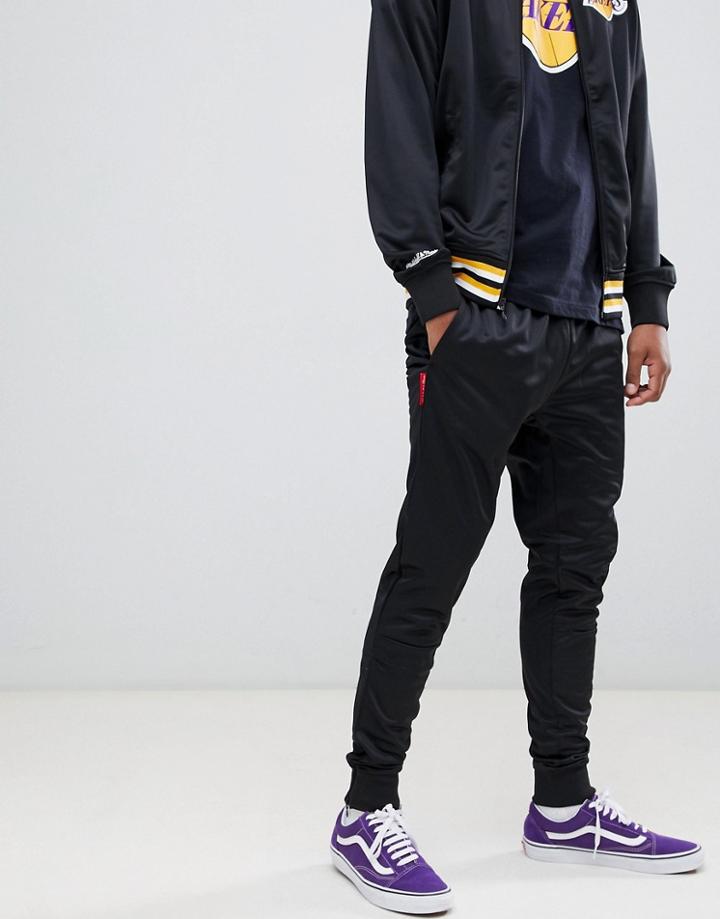 Mitchell & Ness Branded Track Pant In Black - Black