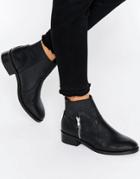 Asos Amplify Leather Biker Boots - Black