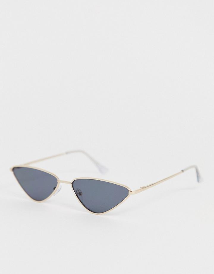 Pieces Slim Cat Eye Sunglasses - Brown