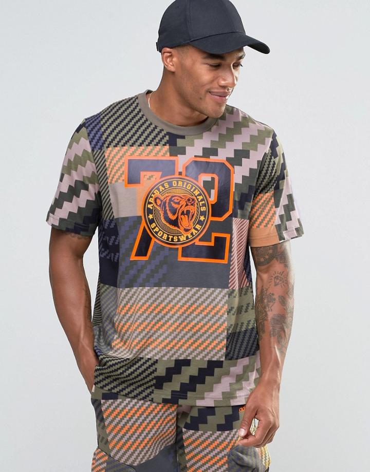 Adidas Originals Mad Plaid T-shirt In Green Ay9290 - Green