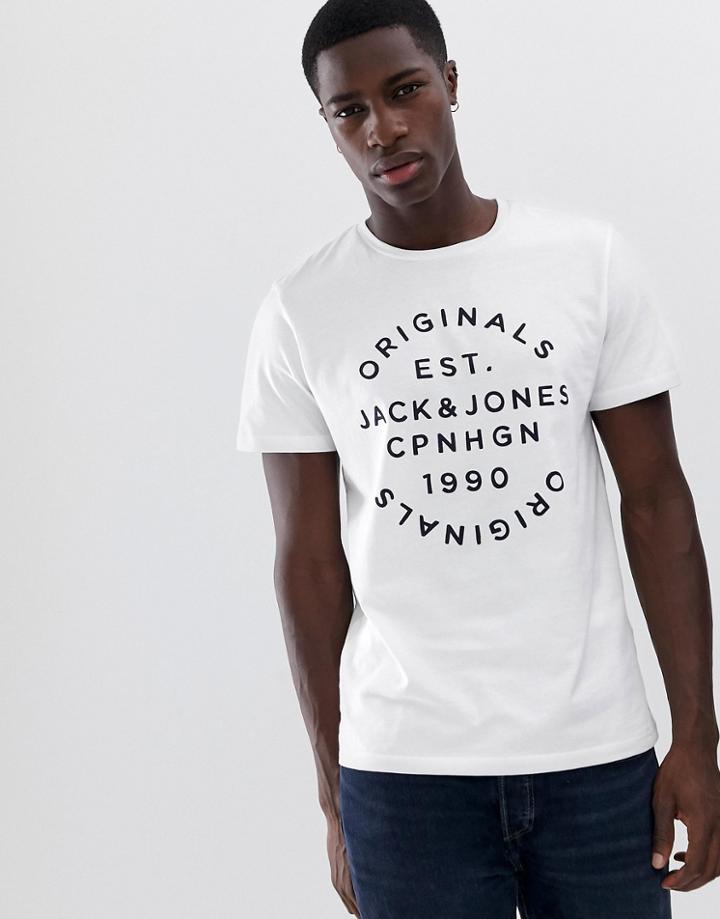 Jack & Jones Originals Large Chest Logo T-shirt In White - White