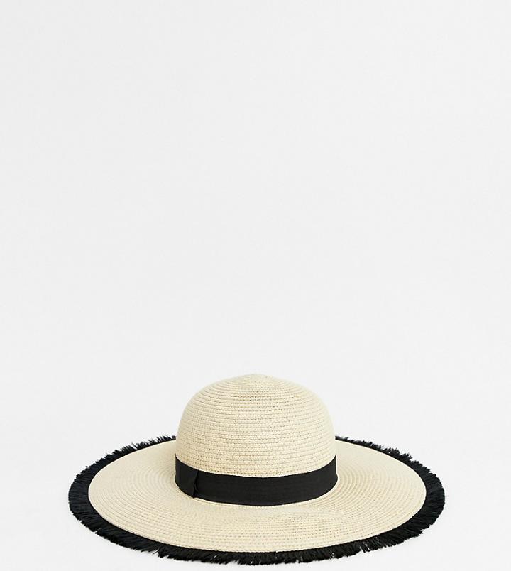 Aldo Floppy Straw Hat With Fringing - Beige