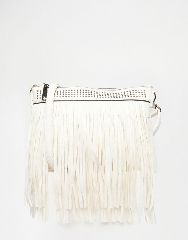 Liquorish Fringe Cross Body Bag - White