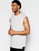 Asos Oversized Sleevless T-shirt With Step Hem In Gray - Gray