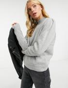 Y.a.s Knitted Sweater With Shoulder Detail In Gray-grey
