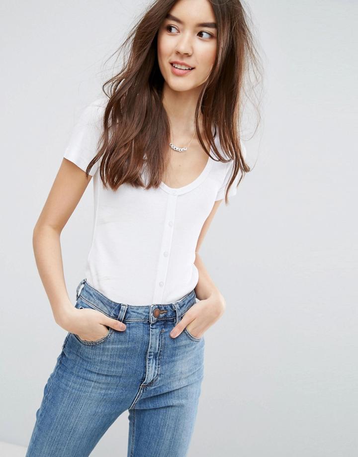 Asos Top With Button Front - White