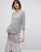 H.one Lace Side Wool Blend Sweater - Gray