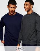 Asos Sweatshirt 2 Pack Navy/charcoal Save 17%