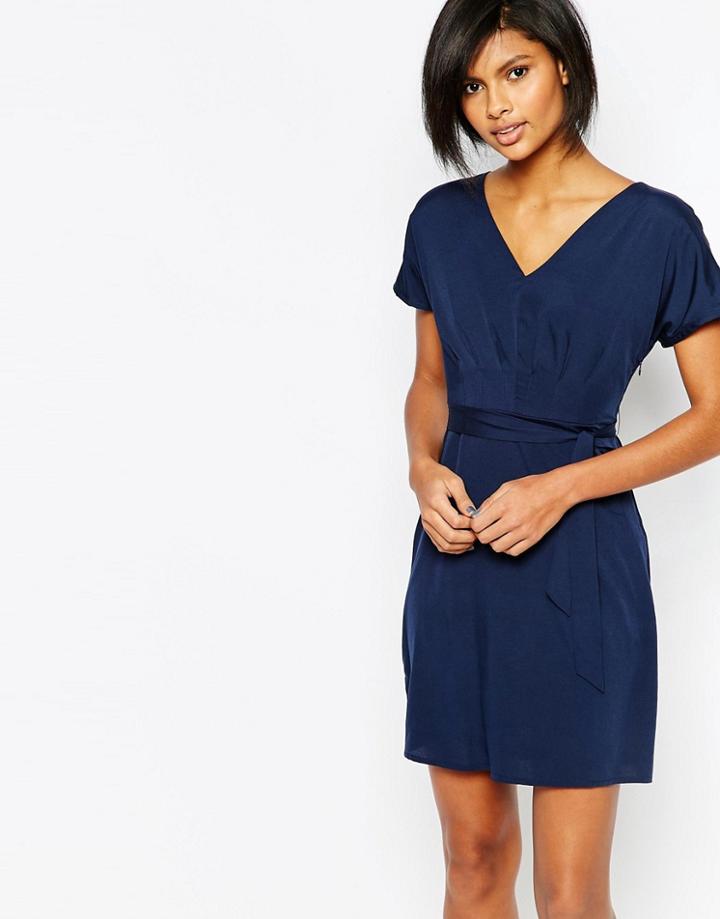 Vero Moda Wrap Front Dress - Navy