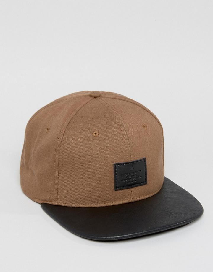 Asos Snapback Cap In Camel - Tan