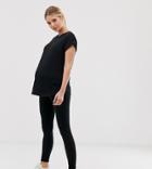 New Look Maternity Ribbed High Waist Leggings In Black - Black