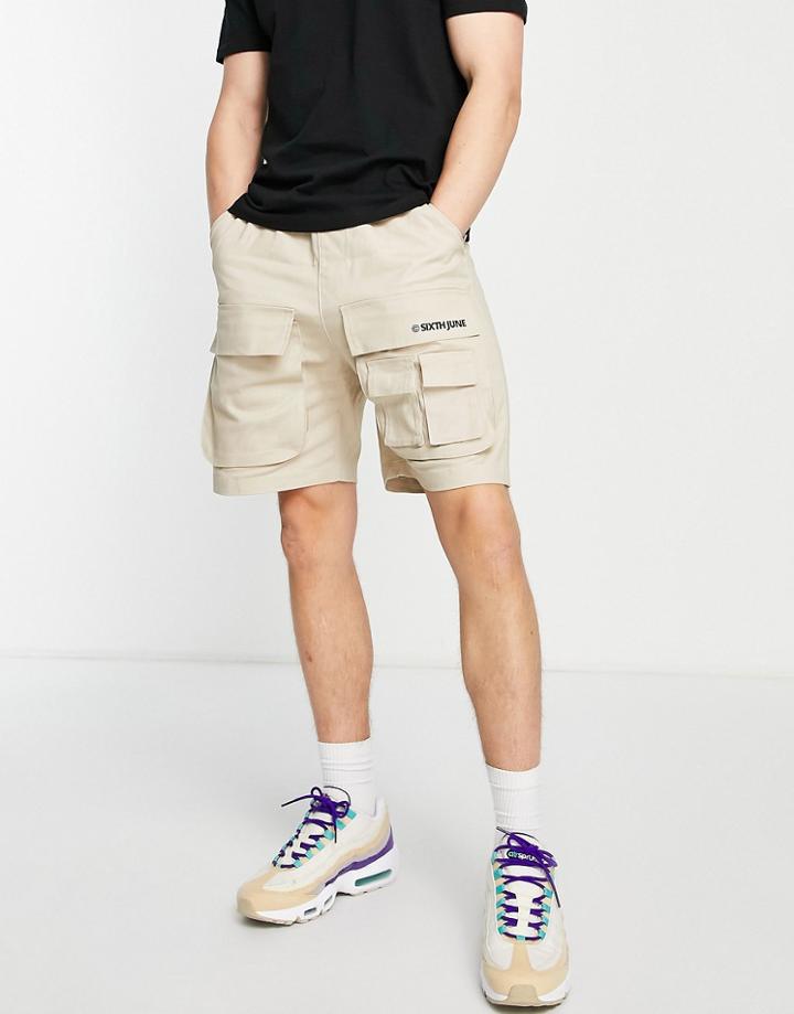 Sixth June Cargo Shorts In Beige-neutral