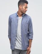 Jack & Jones Premium Chambray Blue Denim Look Shirt - Blue