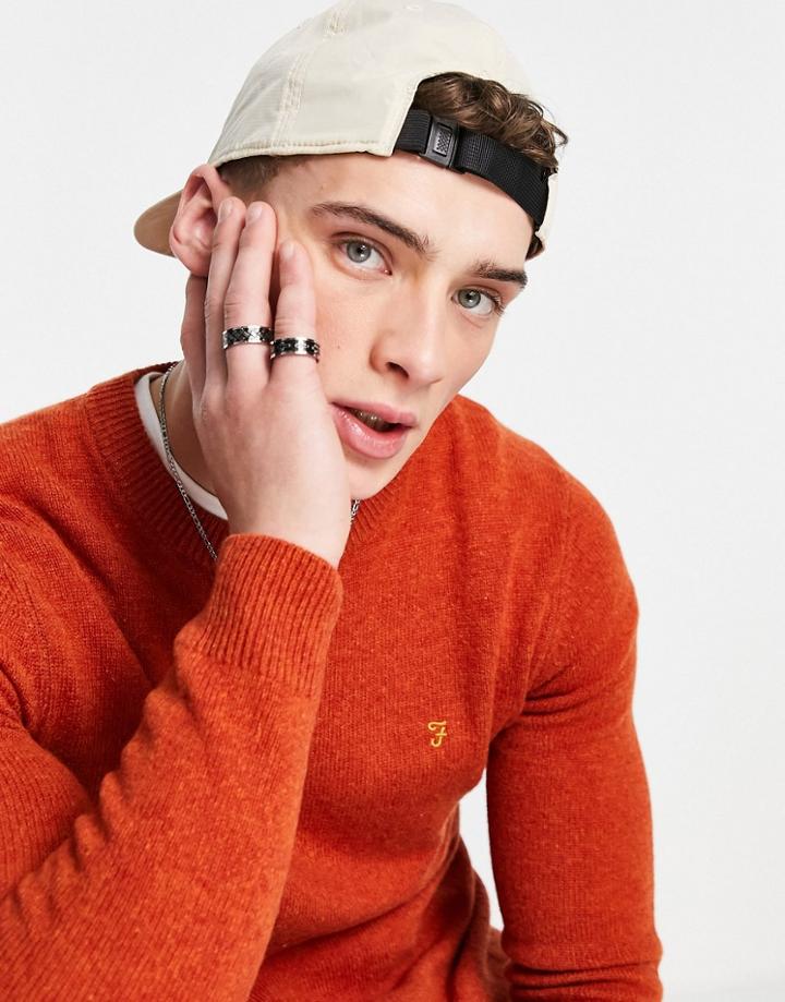 Farah Knitted Sweater In Burnt Orange