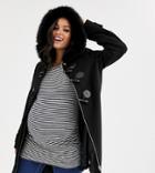 Asos Design Maternity Duffle Coat With Faux Fur Trim In Black - Black