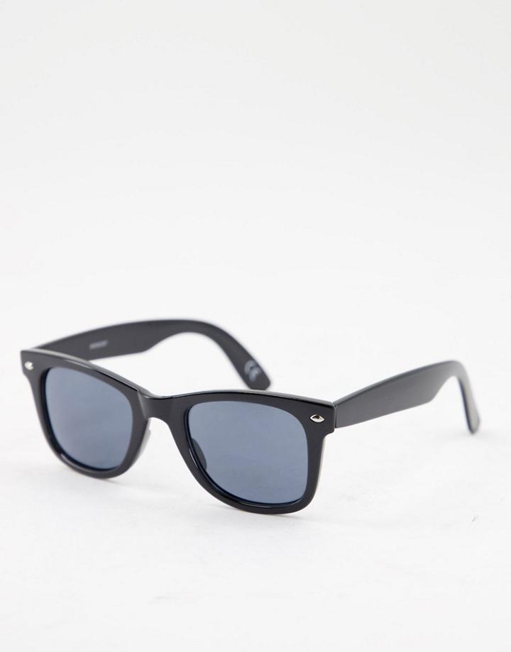 Asos Design Square Sunglasses In Black Plastic With Smoke Lens