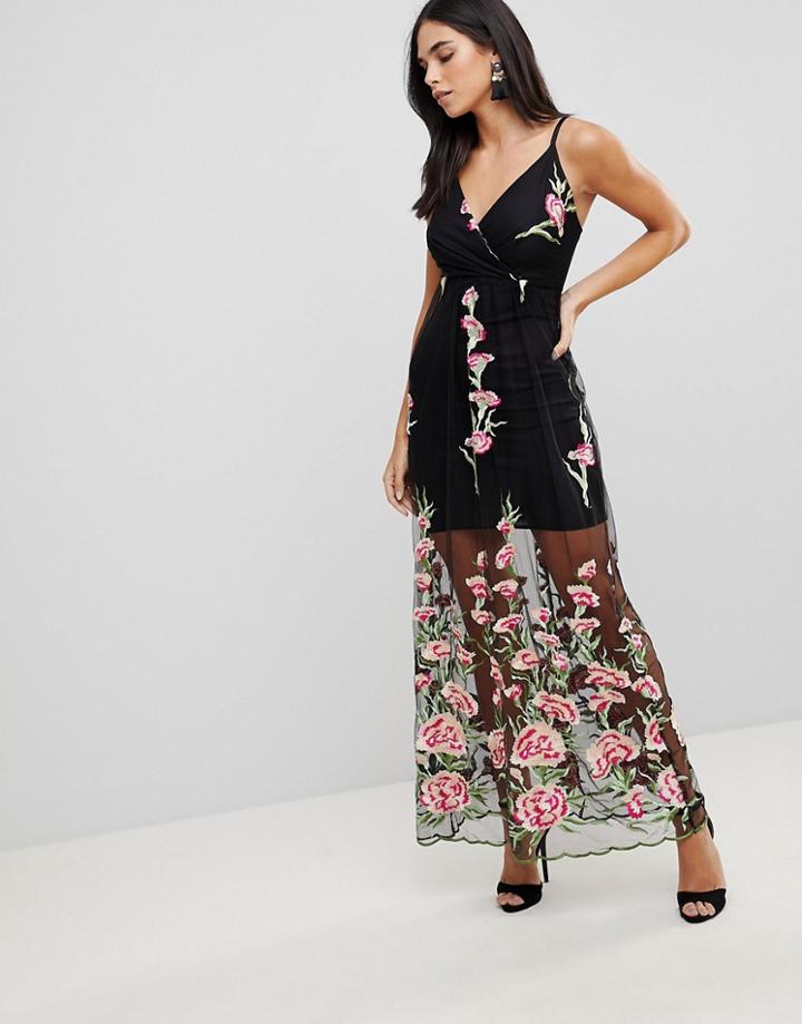 Jessica Wright Embroided Sheer Maxi Dress - Multi