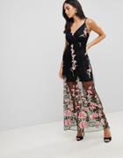 Jessica Wright Embroided Sheer Maxi Dress - Multi