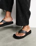 Asos Design Flip Flops With Angular Wedge Sole In Black