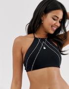 Seafolly Black High Neck Bikini Top - Black