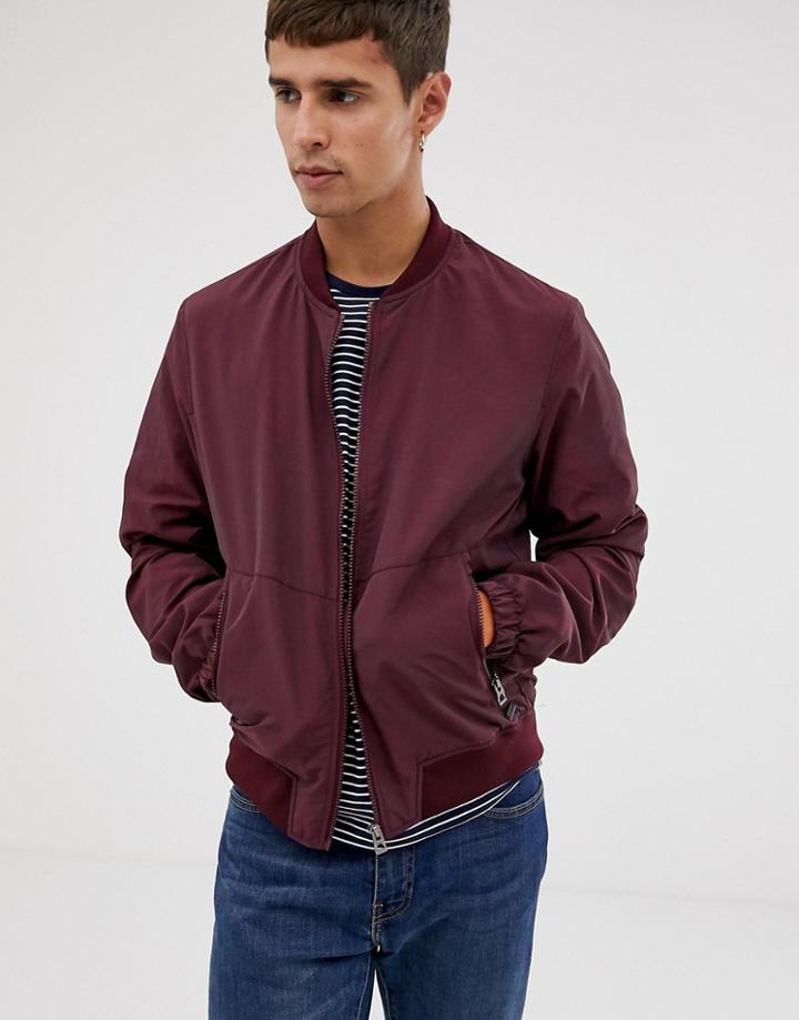 Esprit Bomber Jacket In Burgundy - Red