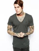 Religion Basic T-shirt With Deep V Neck - Dark Metal
