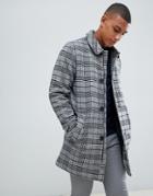 Bellfield Wool Overcoat In Gray Houndstooth Check - Gray