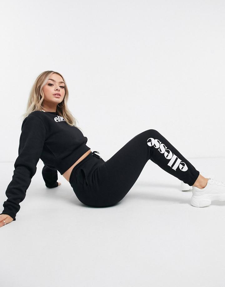 Ellesse Cropped Sweatshirt & Sweatpants Set In Black