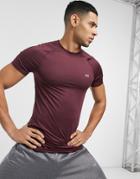 Asos 4505 Icon Muscle Fit Training T-shirt With Quick Dry In Burgundy-red
