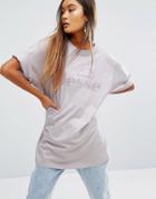 Ellesse Oversized T-shirt With Tonal Logo - Purple