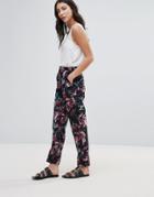 Neon Rose Printed Tapered Pants - Multi