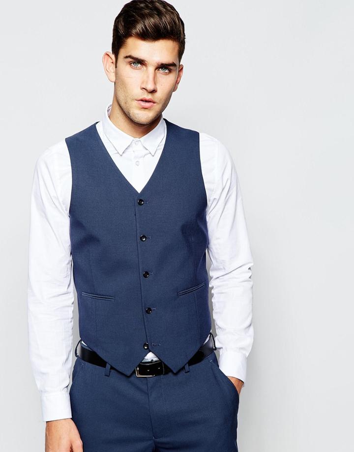Asos Skinny Vest In Blue - Blue