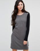 Lavand Shift Dress With Black Arms - Gray